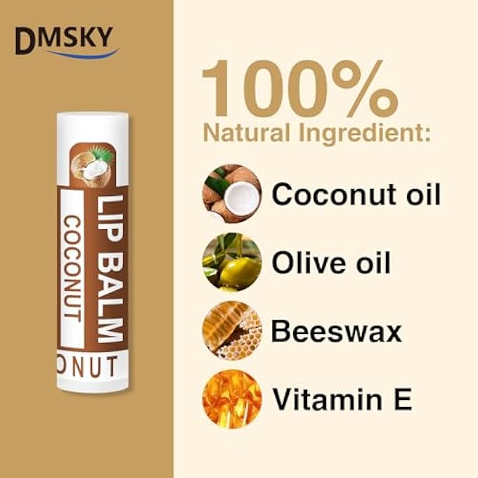 Dmsky 60 PACK LIP BALM, NATURAL LIP BALM BULK WITH VITAMIN E AND COCONUT OIL, LIP CARE PRODUCT, MOISTURIZING SOOTHING CHAPPED LIPS - Image 3